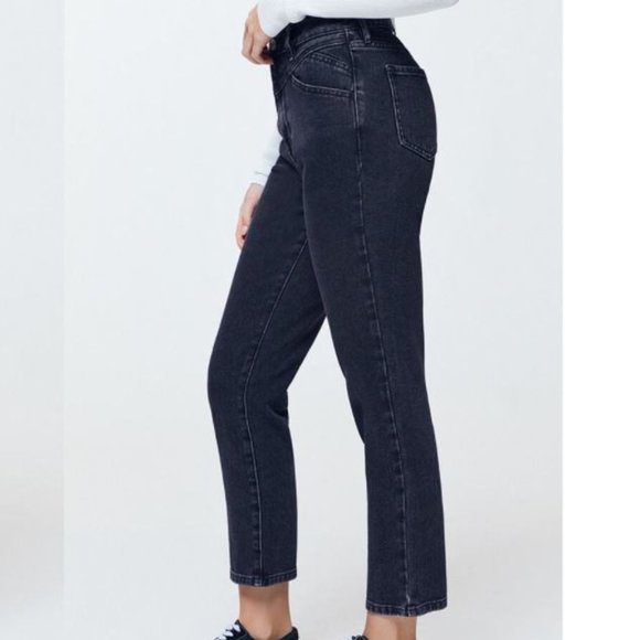 Pacsun Double Black Charcoal Gray High Rise Mom Jeans online worn twice SOLD OUT - Picture 2 of 9
